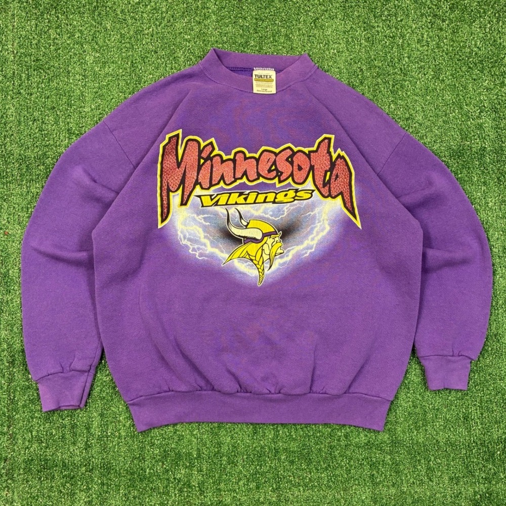 Vintage 90s NFL Minnesota Vikings Lightning Graphic Crewneck Sweatshirt